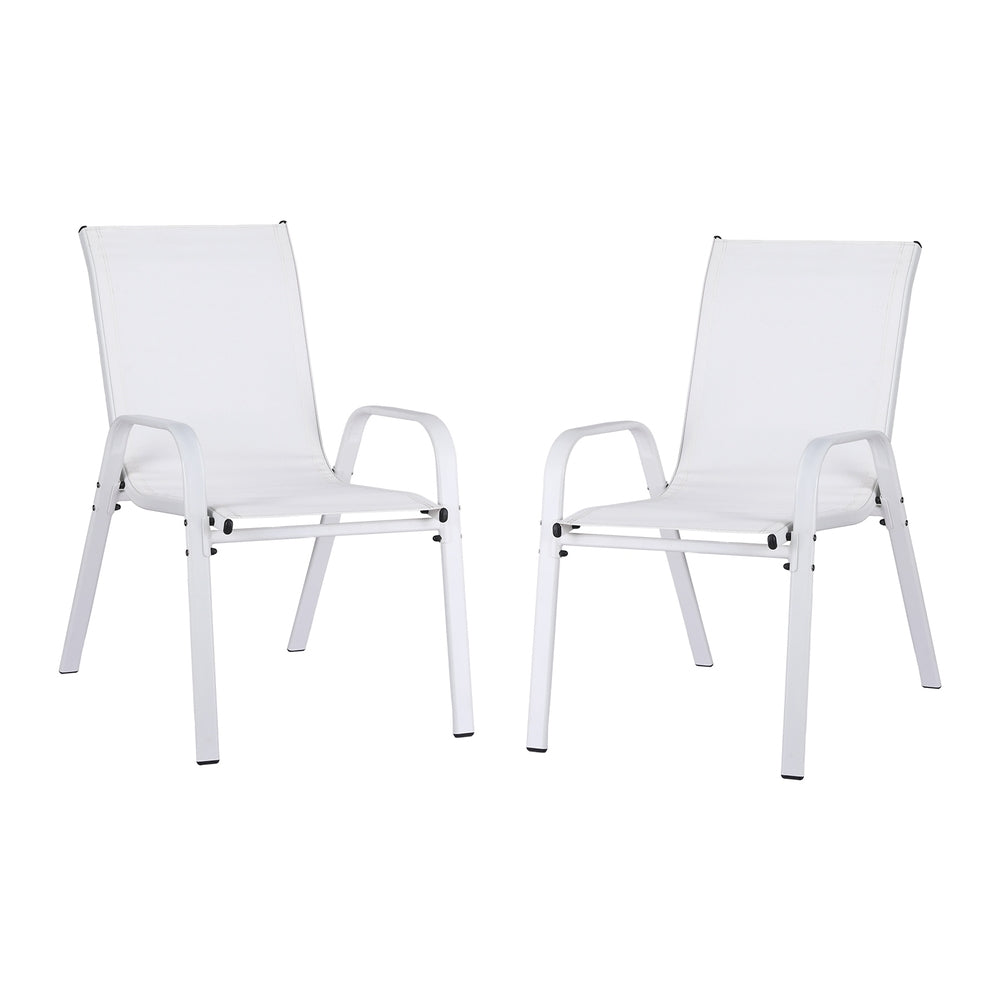 Nova 2PC Outdoor Dining Chairs Stackable Lounge Chair Patio Furniture White