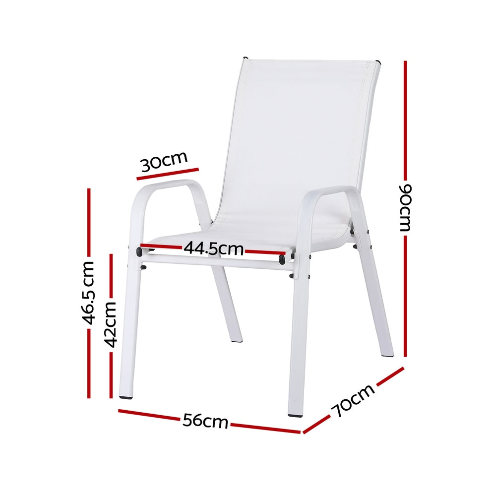 Nova Stackable Outdoor Dining Chairs – White – Set of 2