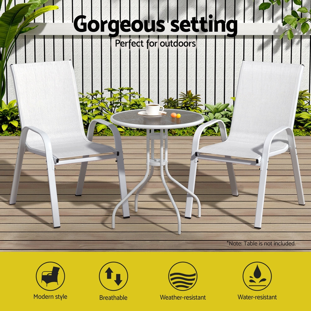 Nova Stackable Outdoor Dining Chairs – White – Set of 2