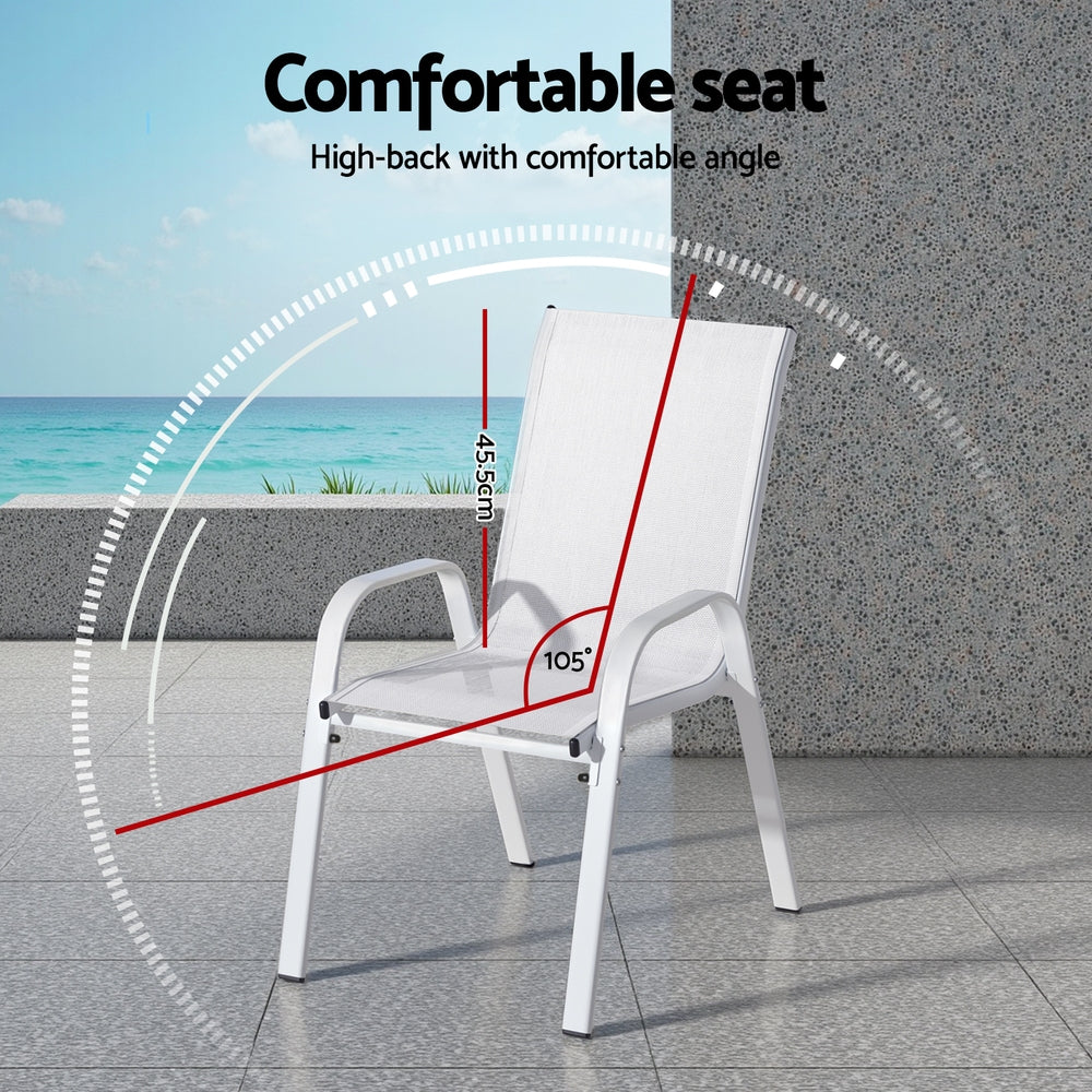 Nova Stackable Outdoor Dining Chairs – White – Set of 2