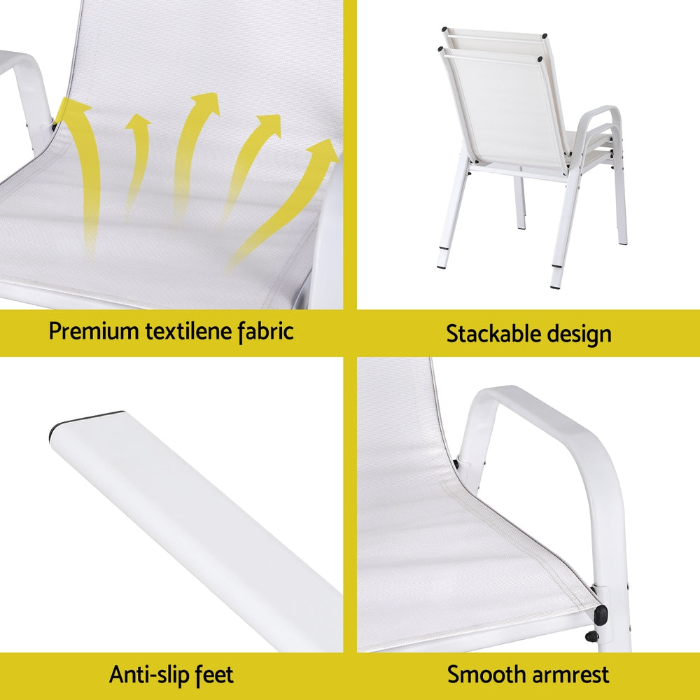 Nova Stackable Outdoor Dining Chairs – White – Set of 2