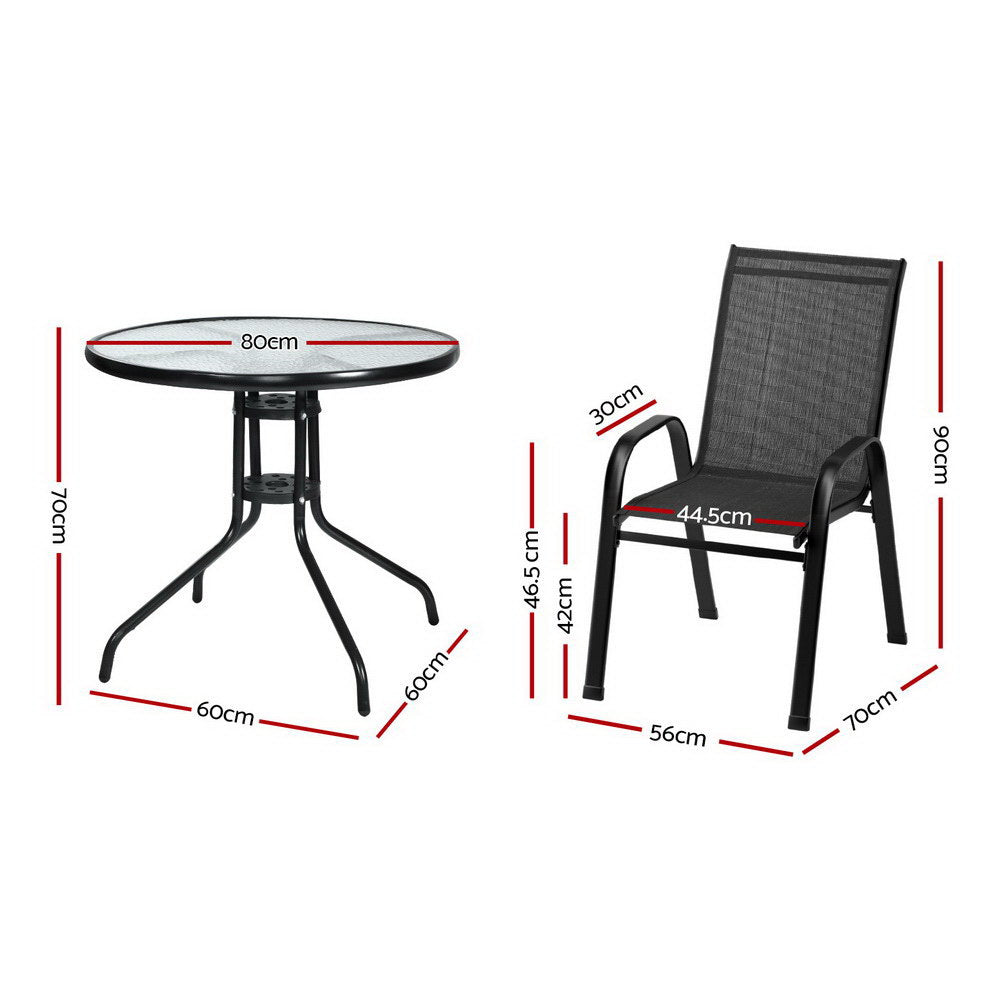 Garden Outdoor Dining Set – Black – Bistro Style