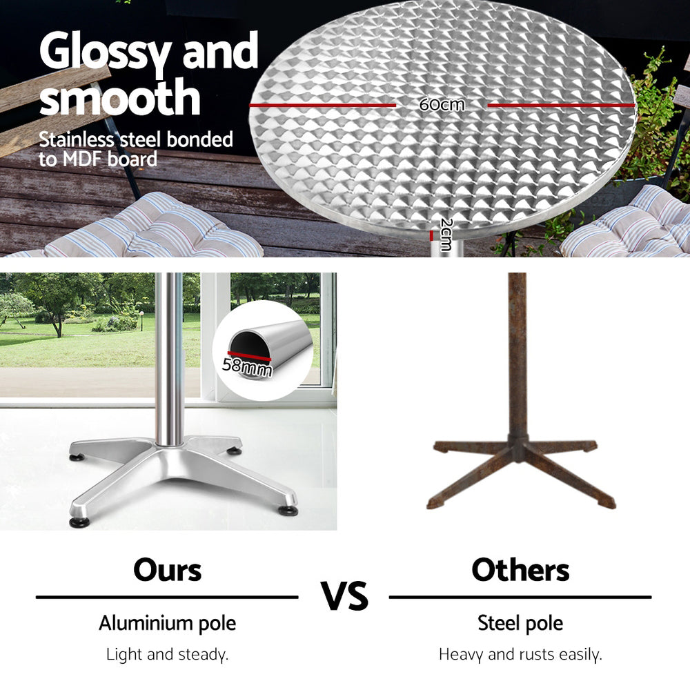 Altitude Adjustable Round Bar Table – Silver – 60 cm