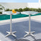 2 x Outdoor Bar Tables – Round Aluminium, 70/110CM