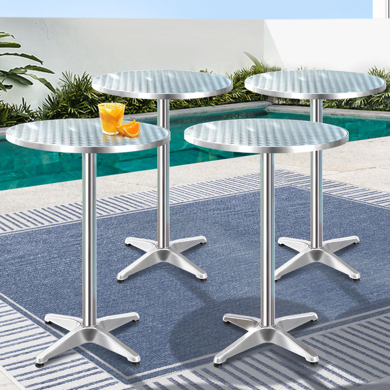 6 x Outdoor Bar Tables – Round Aluminium, 70/110CM