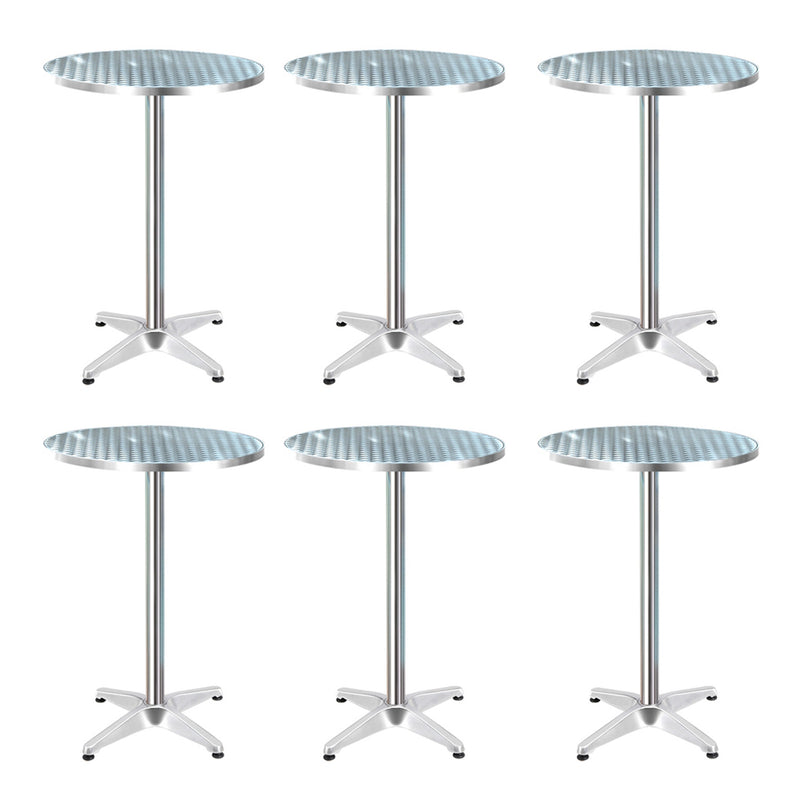 6 x Outdoor Bar Tables – Round Aluminium, 70/110CM