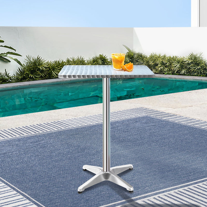 Adjustable Outdoor Bar Table – Square Aluminium, 70/110CM