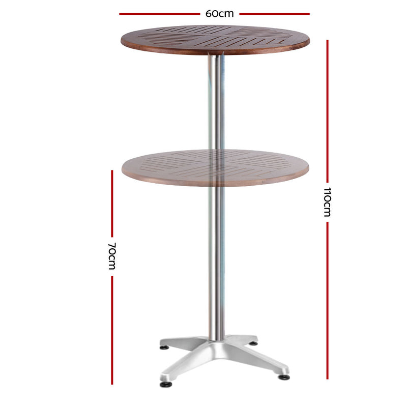 Round Outdoor Bar Table – Wooden Pole Aluminium