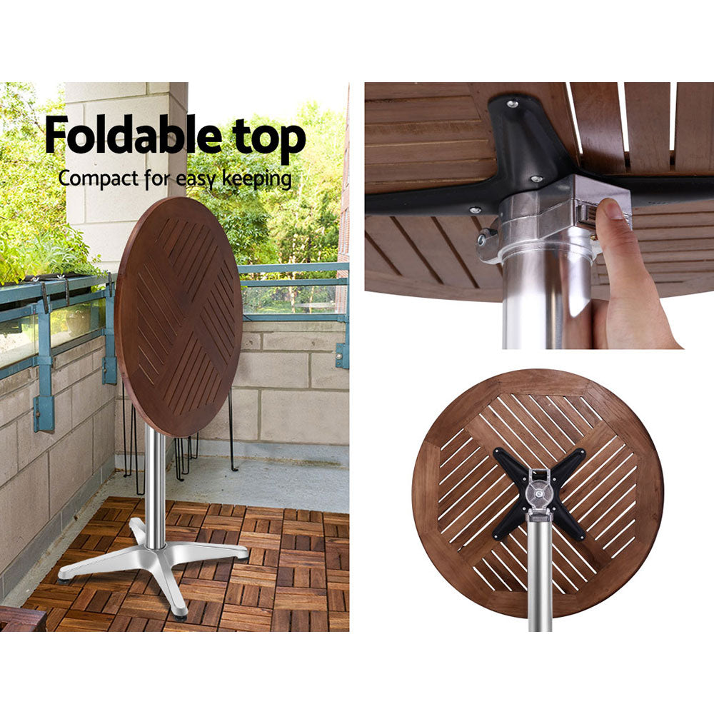Terras Adjustable Bar Table – Brown & Silver – 60 cm