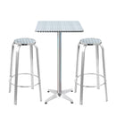 Atlas 3 - Piece Outdoor Bar Set Bistro Table Stools Adjustable Square Cafe