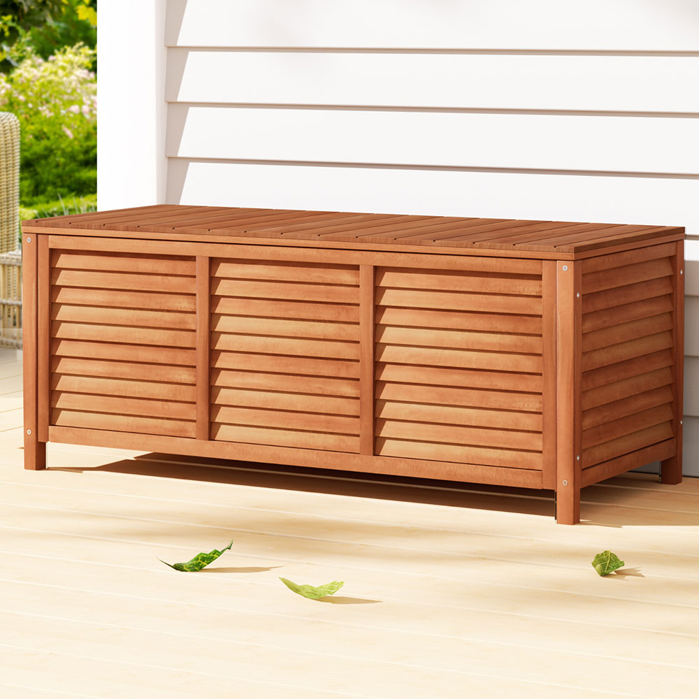Outdoor Storage Bench Box 210L Wooden Patio Furniture Garden Chair Seat