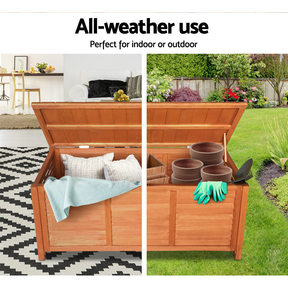 Alderon Outdoor Storage Box – Brown/Wood – 210L
