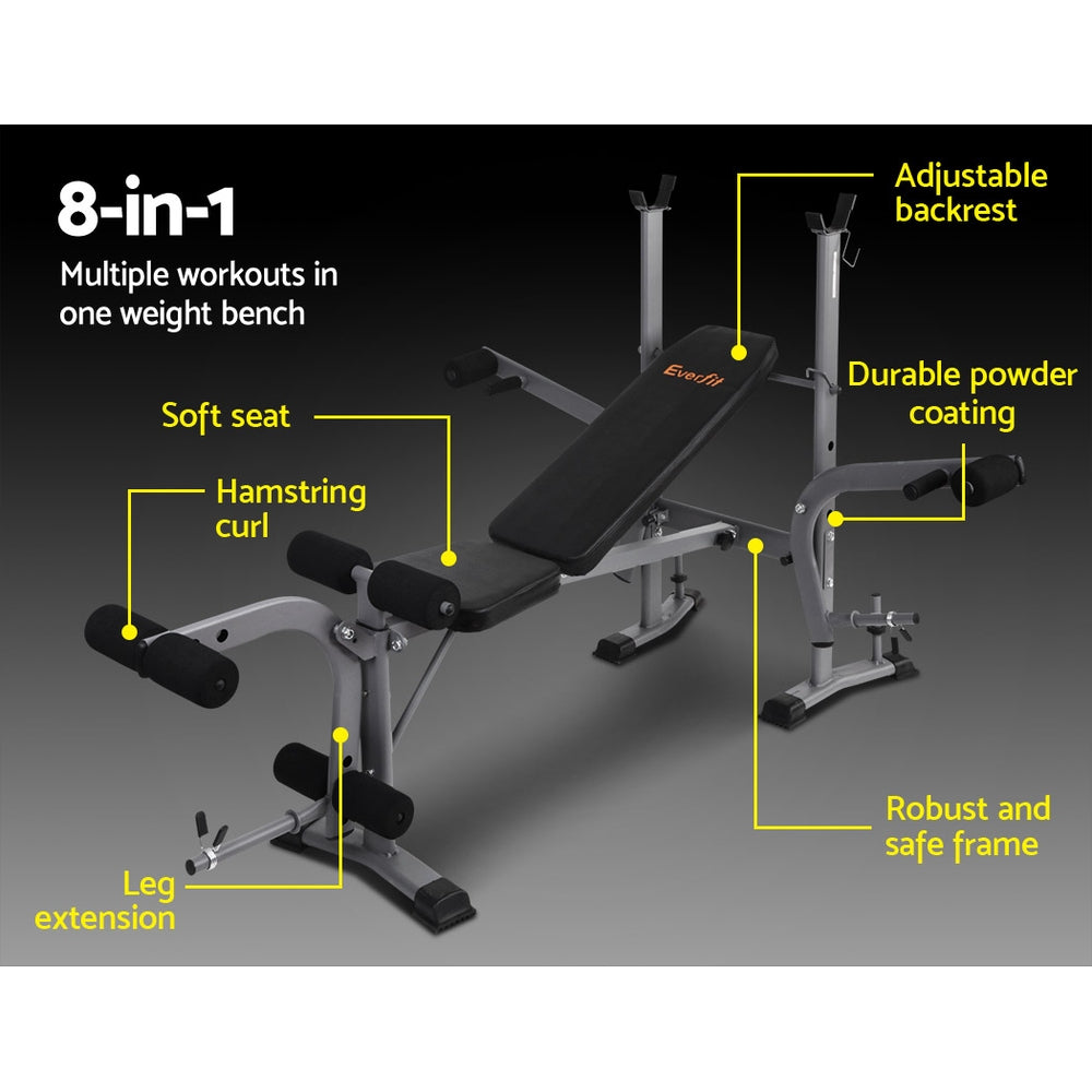 Atlas 8-in-1 Weight Bench – Black – 200kg
