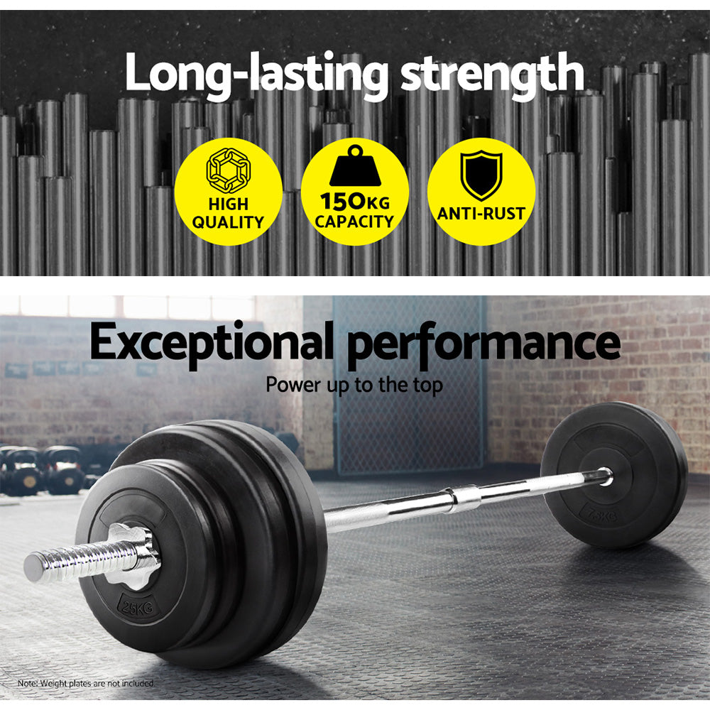 Everfit Barbell Bar – Silver – 168cm