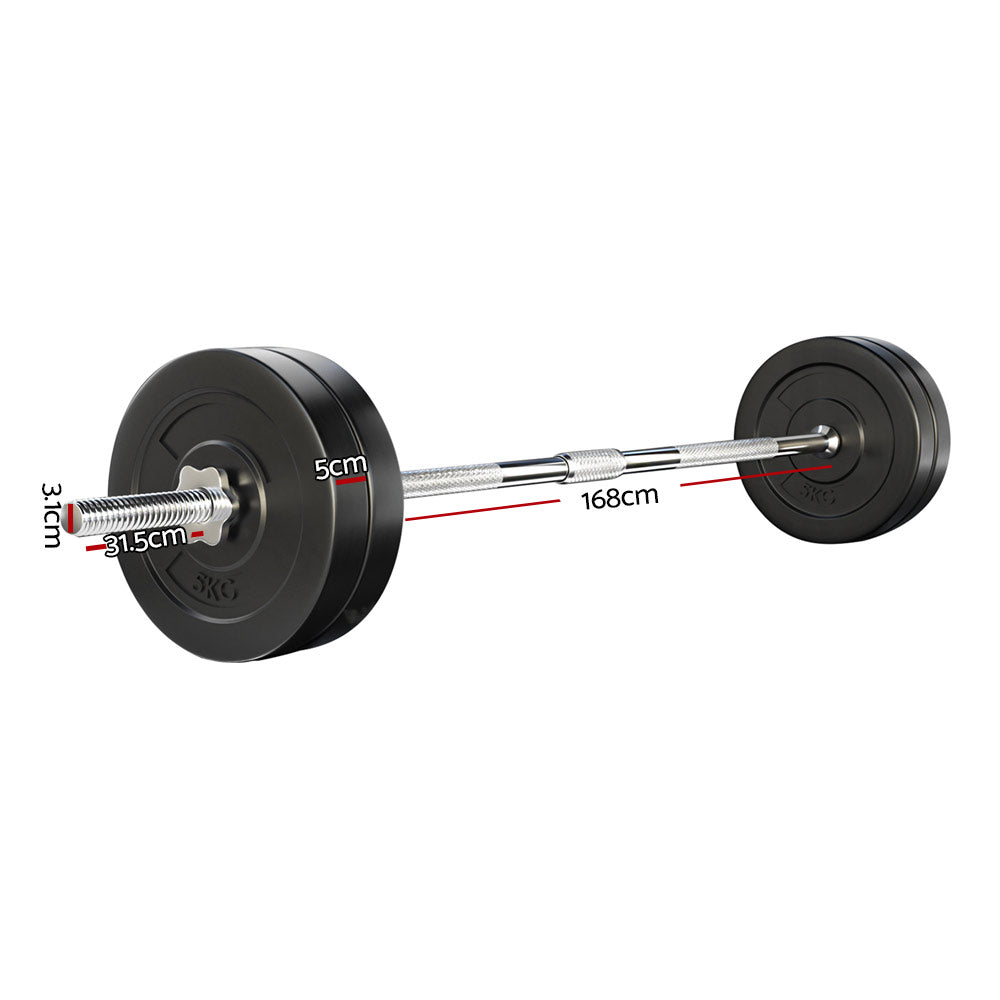 Everfit Barbell Weight Set – Black – 168 cm