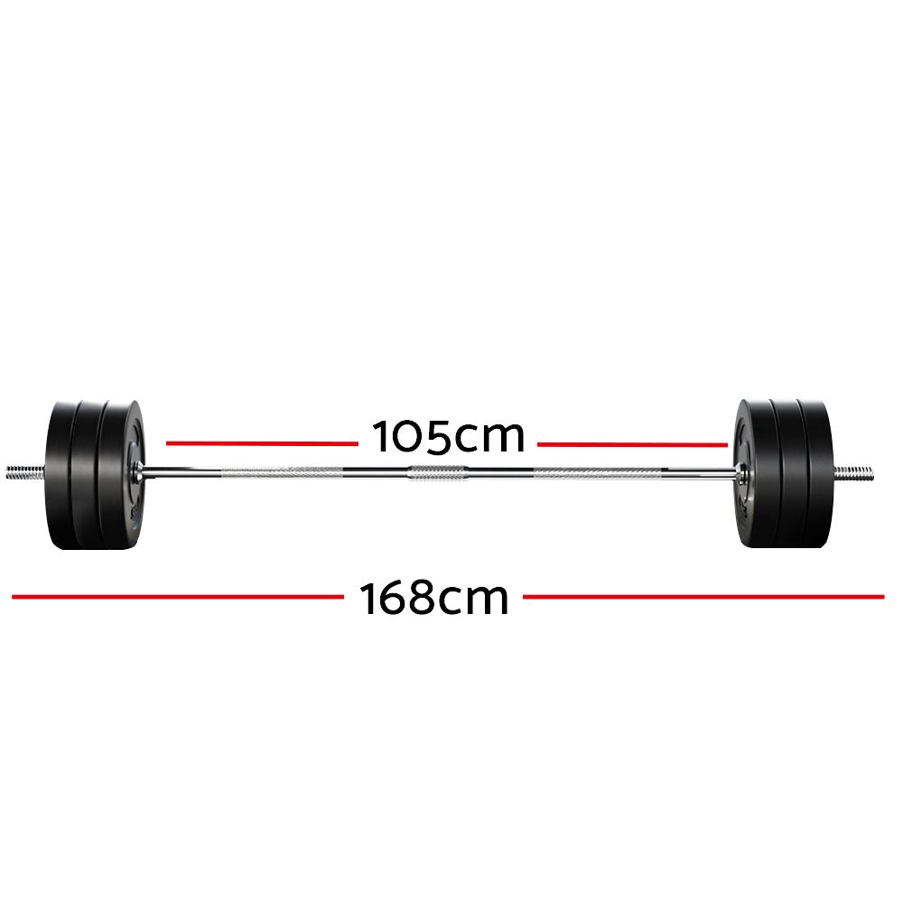 Everfit Barbell Weight Set – Black – 68kg