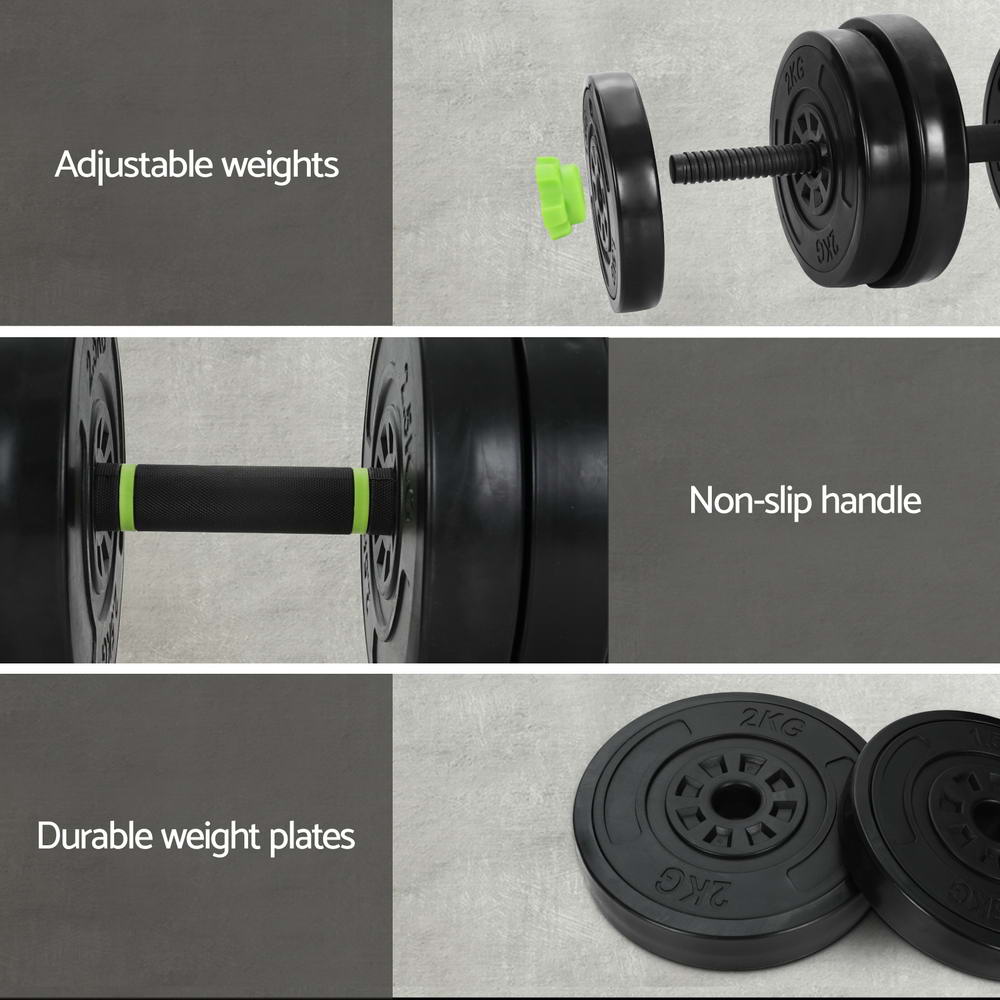 Cove Adjustable Weight Set – Black & Green – 25kg