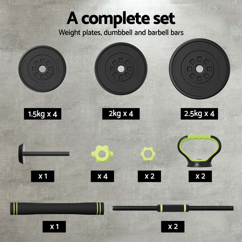 Cove Adjustable Weight Set – Black & Green – 25kg
