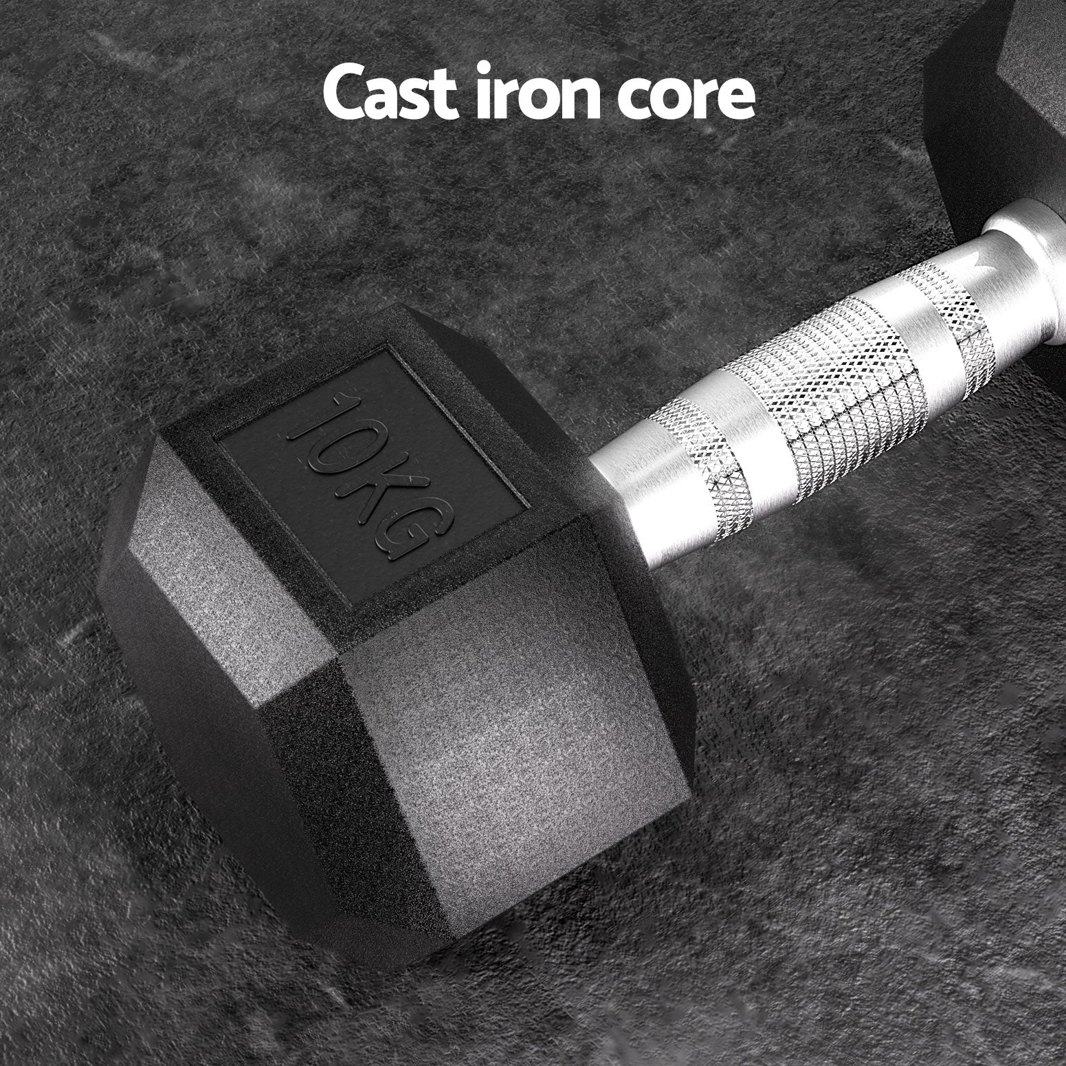 Linden Hex Dumbbells – Black & Silver – 20kg Set