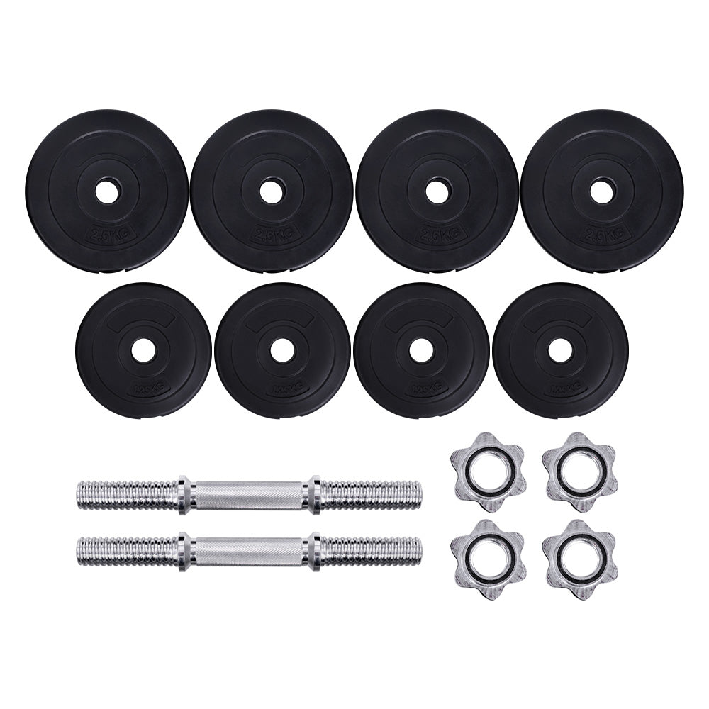 Everfit Dumbbell Set – Black – 20kg Total