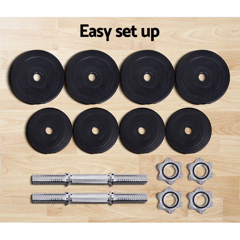 Everfit Dumbbell Set – Black – 20kg Total