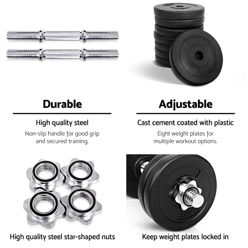 Everfit Dumbbell Weight Set – Black – 25 kg