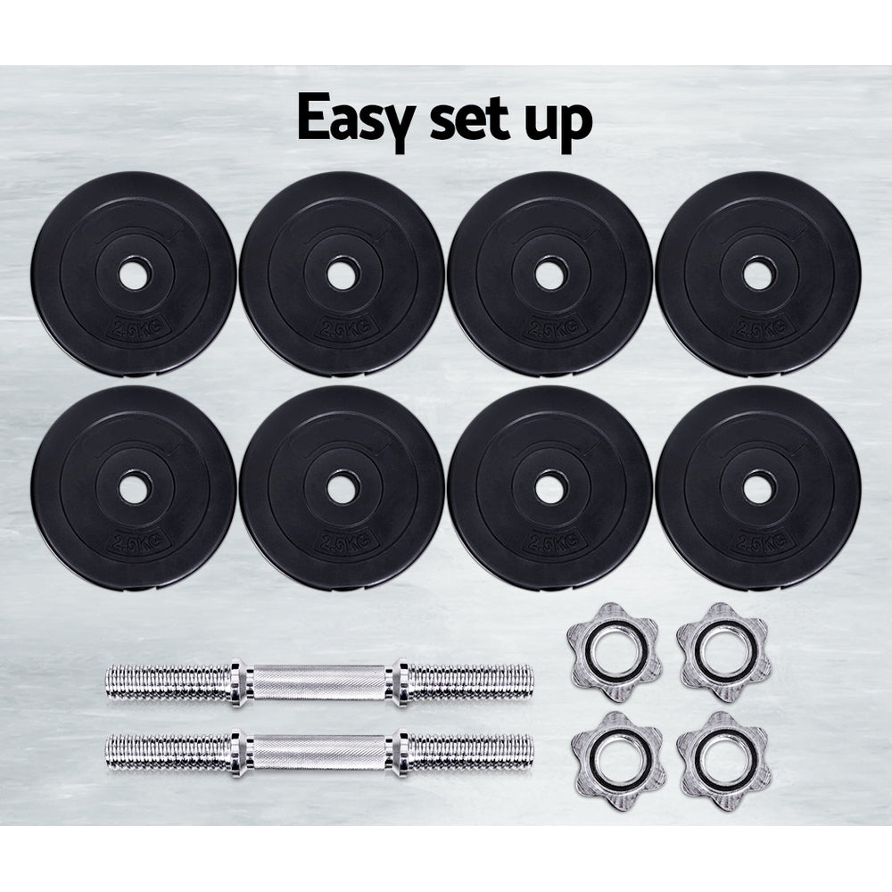 Everfit Dumbbell Weight Set – Black – 25 kg
