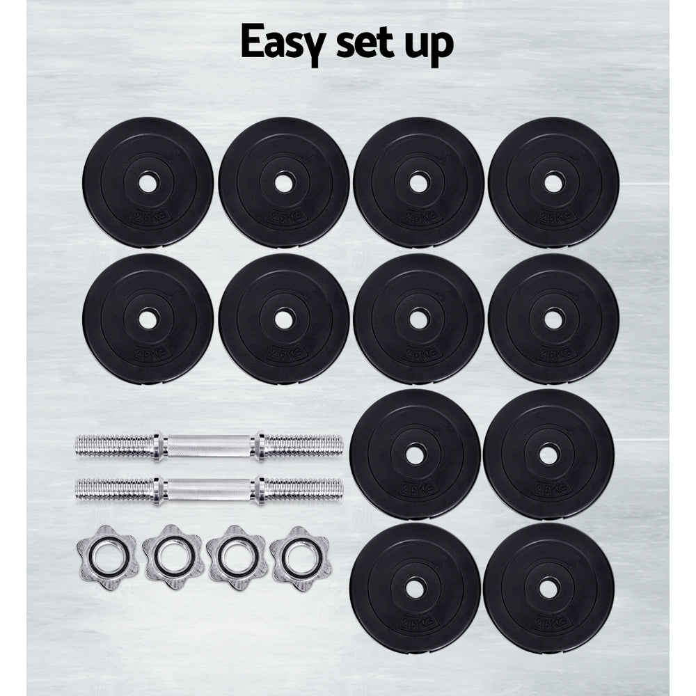 Everfit Dumbbell Weight Set – Black – 35 kg