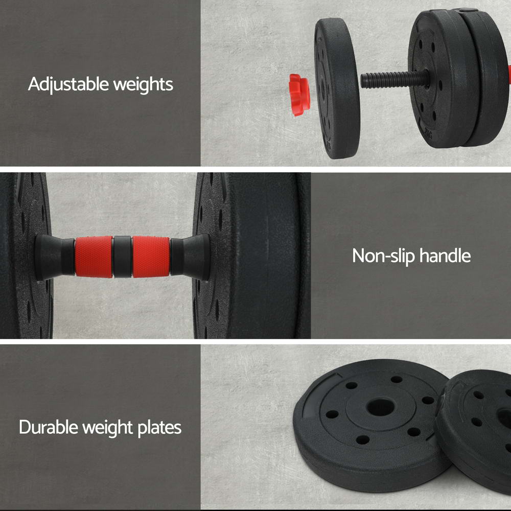 Linden Adjustable Weight Set – Black & Red – 40kg