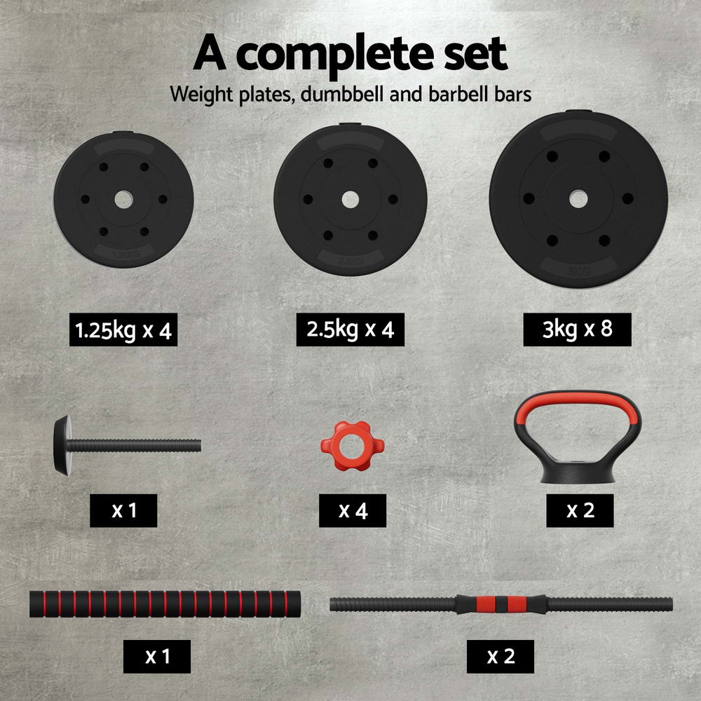 Linden Adjustable Weight Set – Black & Red – 40kg