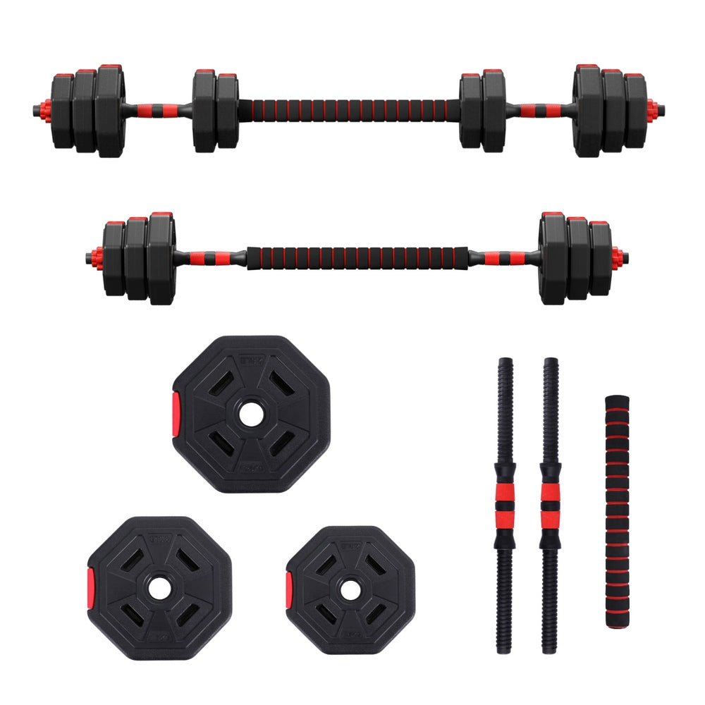 Arlo Adjustable Dumbbell Barbell Set – Black & Red – 20kg