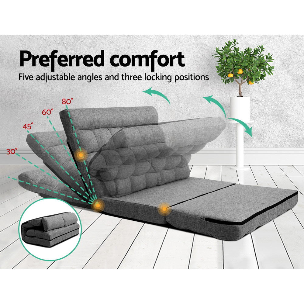 Ralston Fabric Lounge Sofa Bed – Grey – 2 Seater