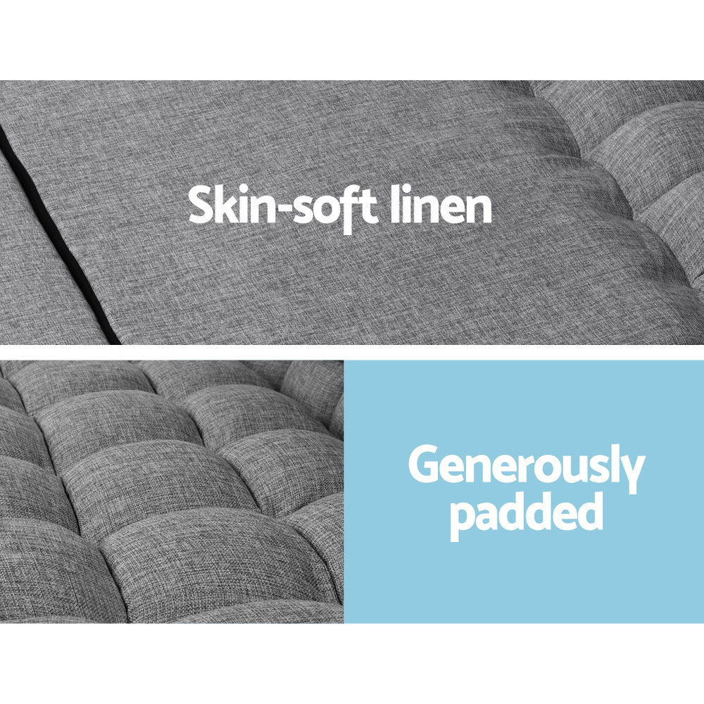 Ralston Fabric Lounge Sofa Bed – Grey – 2 Seater