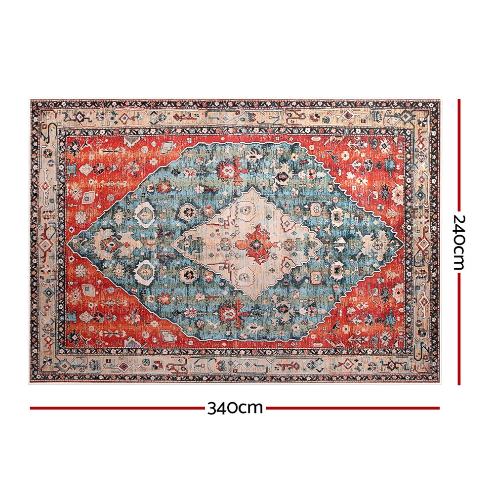 Kensington Geometric Washable Rug – Red – 240 × 340 cm