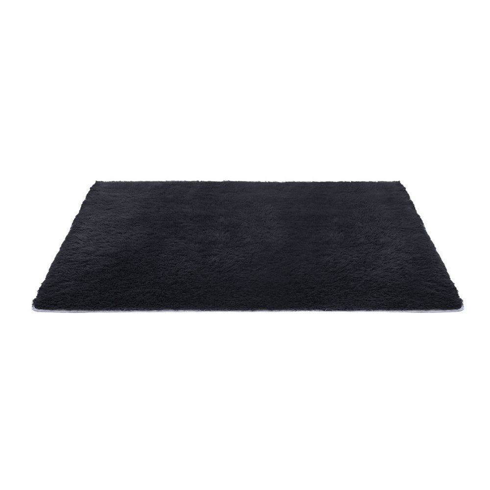 Felton Plush Shaggy Area Rug – Black – 140 × 200 cm