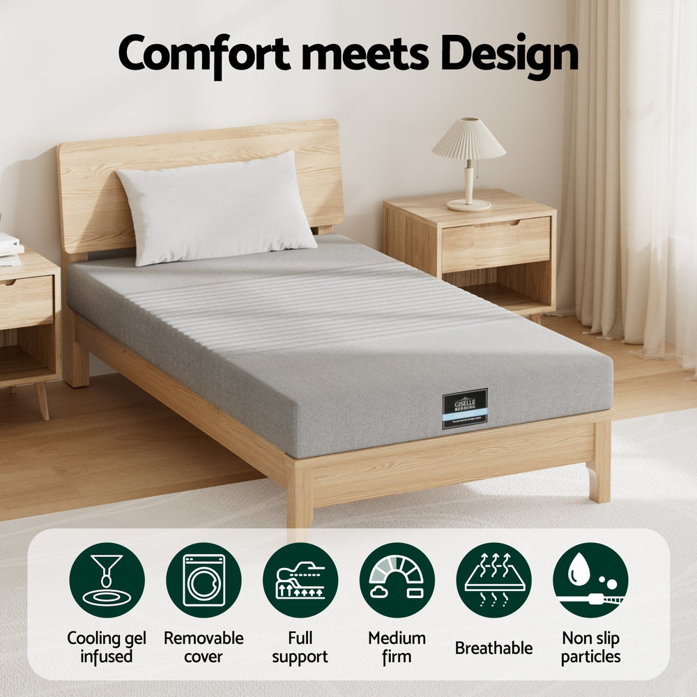 Breathe Gel Memory Foam Mattress – Grey / Charcoal – King Single