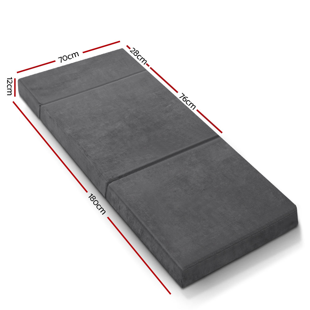 Solace Folding Memory Foam Mattress – Grey – Kids
