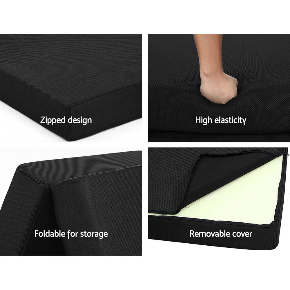 Breeze Folding Memory Foam Mattress – Black – Single