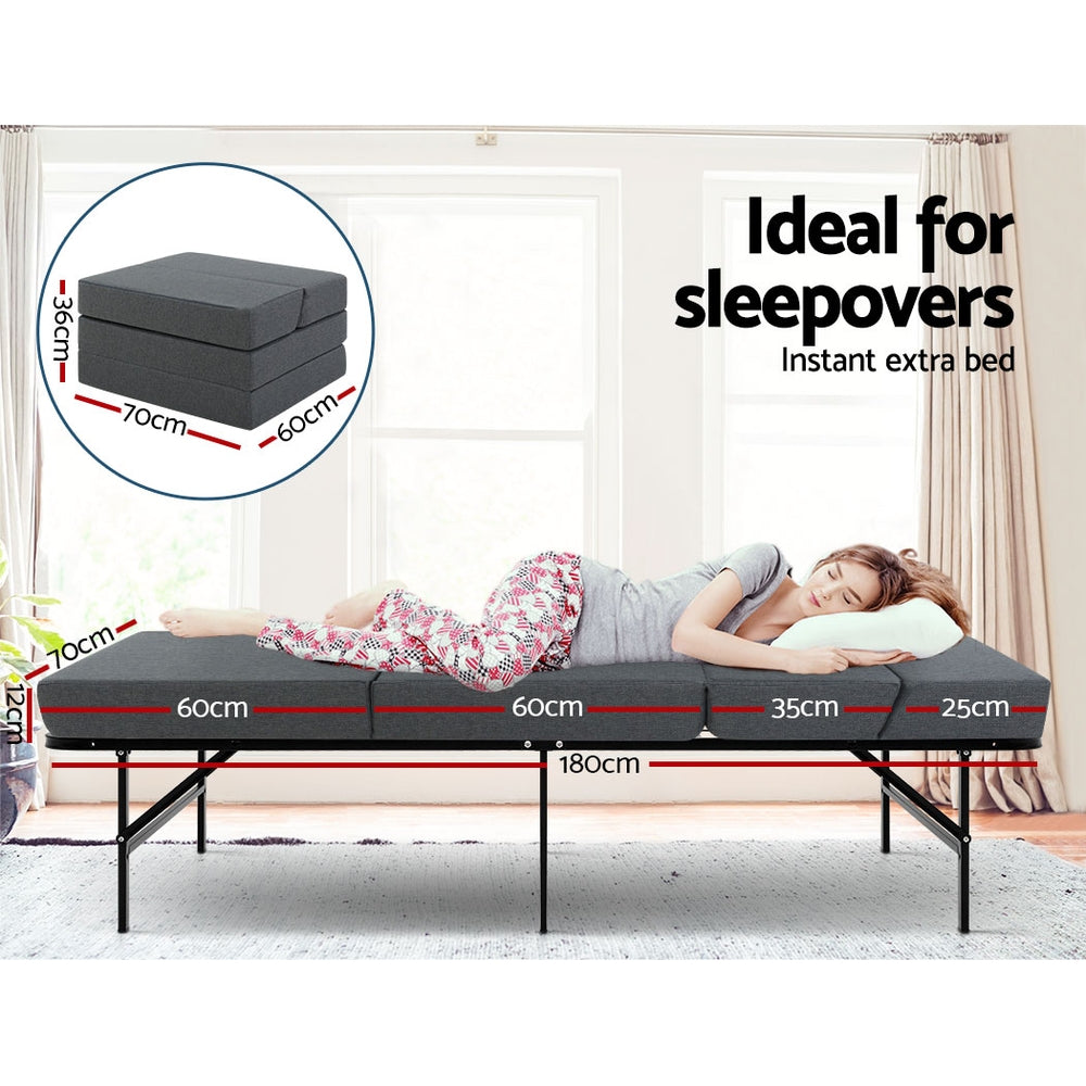 Astra Folding Memory Foam Mattress – Grey – Kids