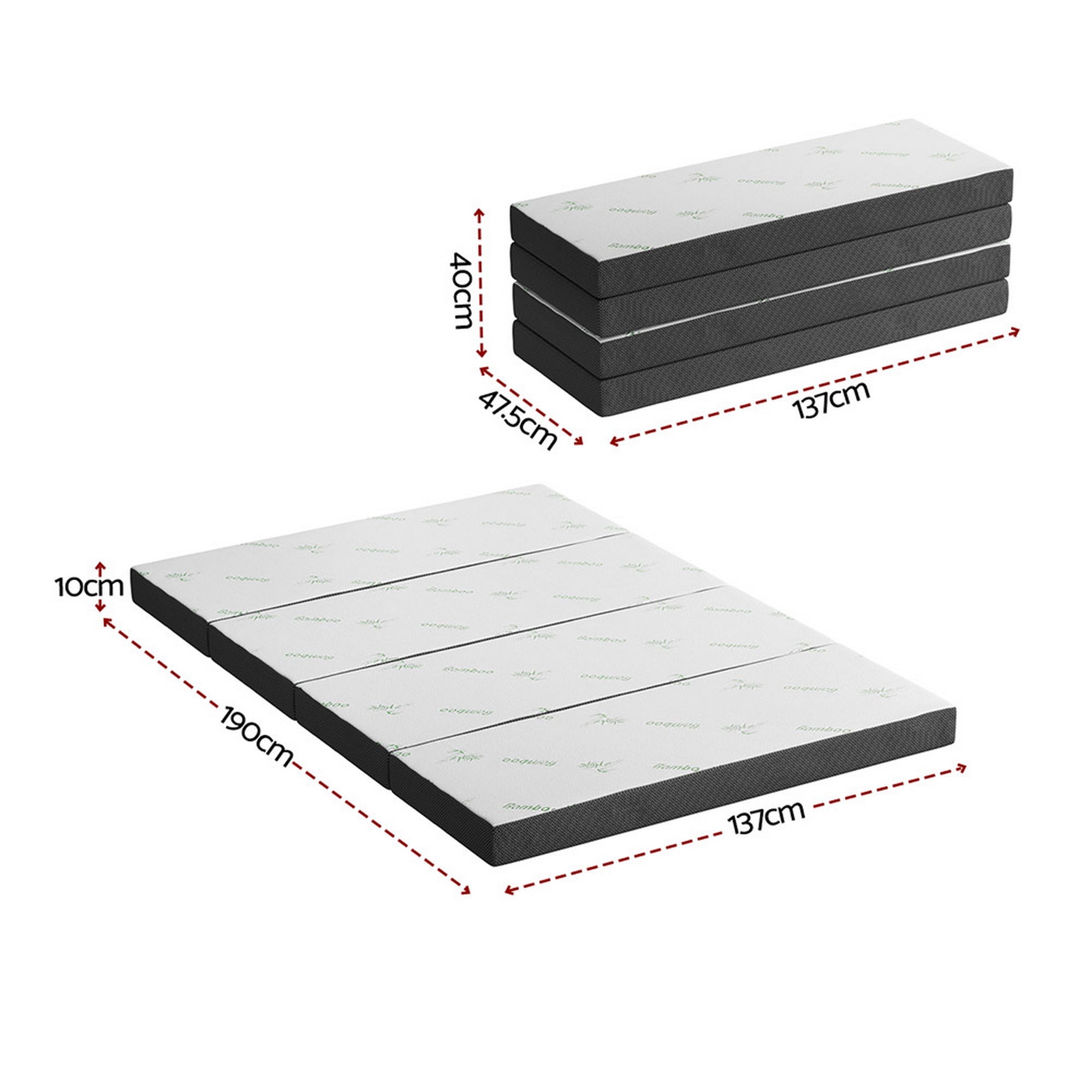 Raffina Bamboo Memory Foam Mattress – Black – Double