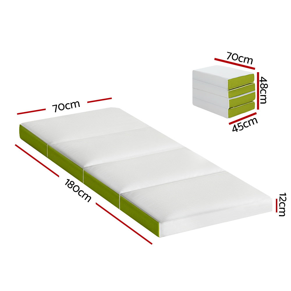 Hudson Foldable Foam Mattress – Green – Single