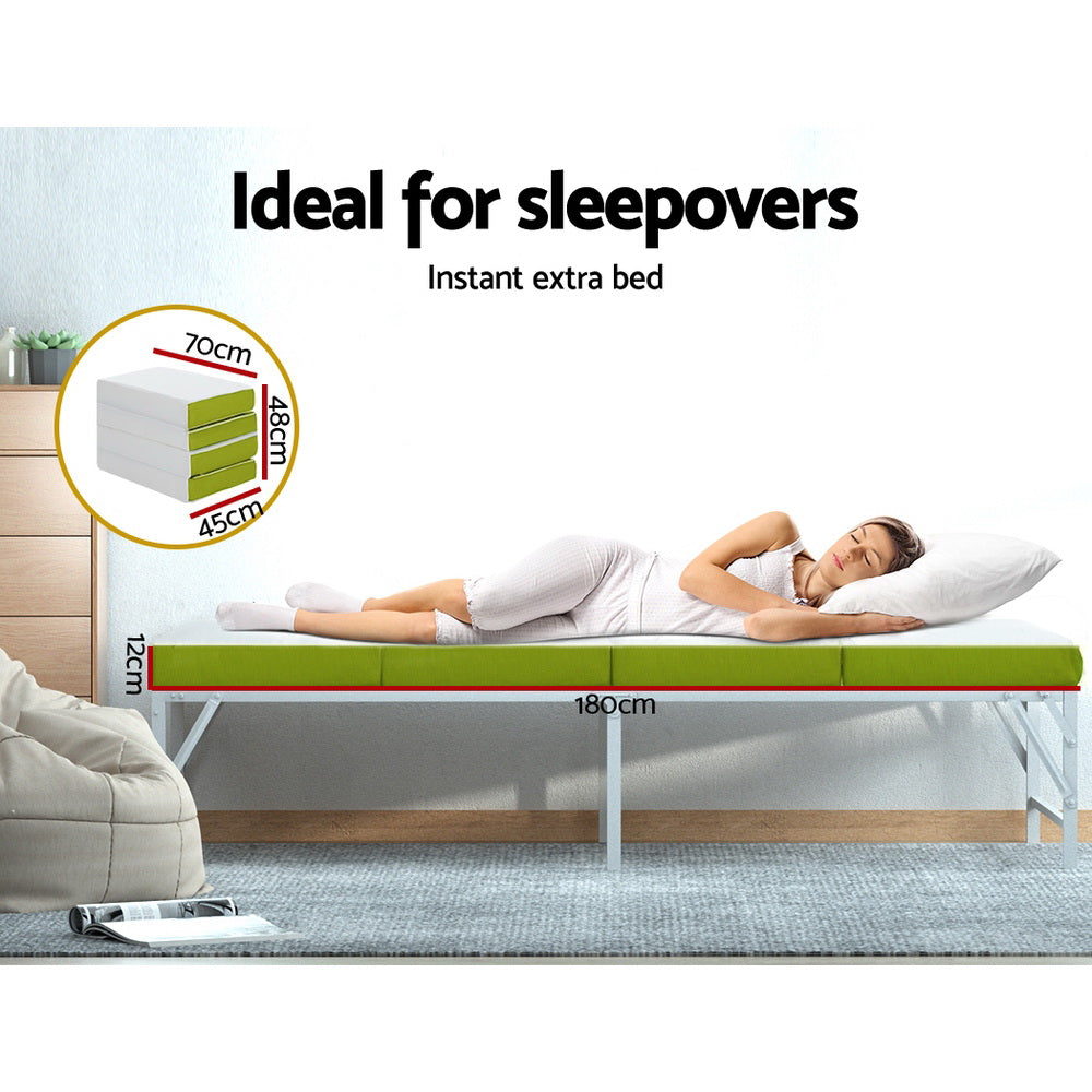 Hudson Foldable Foam Mattress – Green – Single