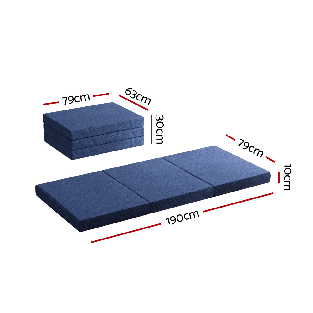 Nomad Folding Memory Foam Mattress – Blue – Single