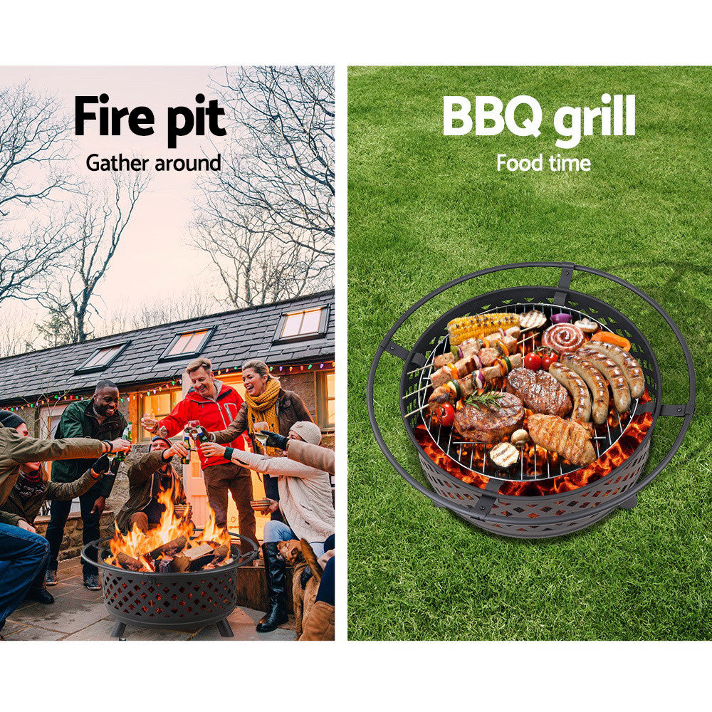 Ember Portable Fire Pit & BBQ – Black – 76 cm