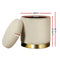 Round Velvet Storage Ottoman – Cream
