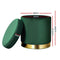 Round Velvet Storage Ottoman – Green