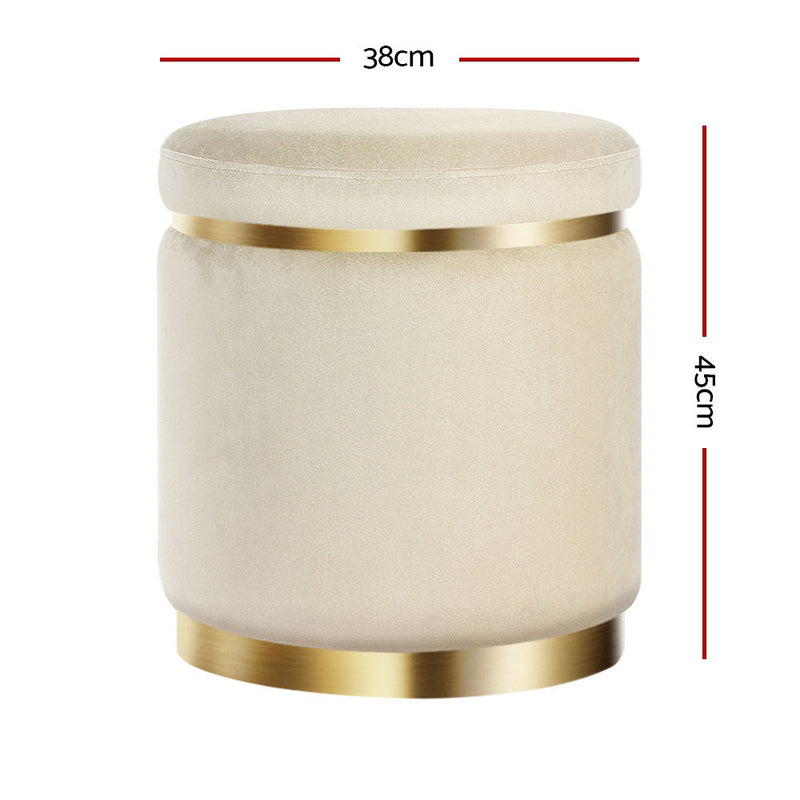 Round Velvet Foot Stool – Cream