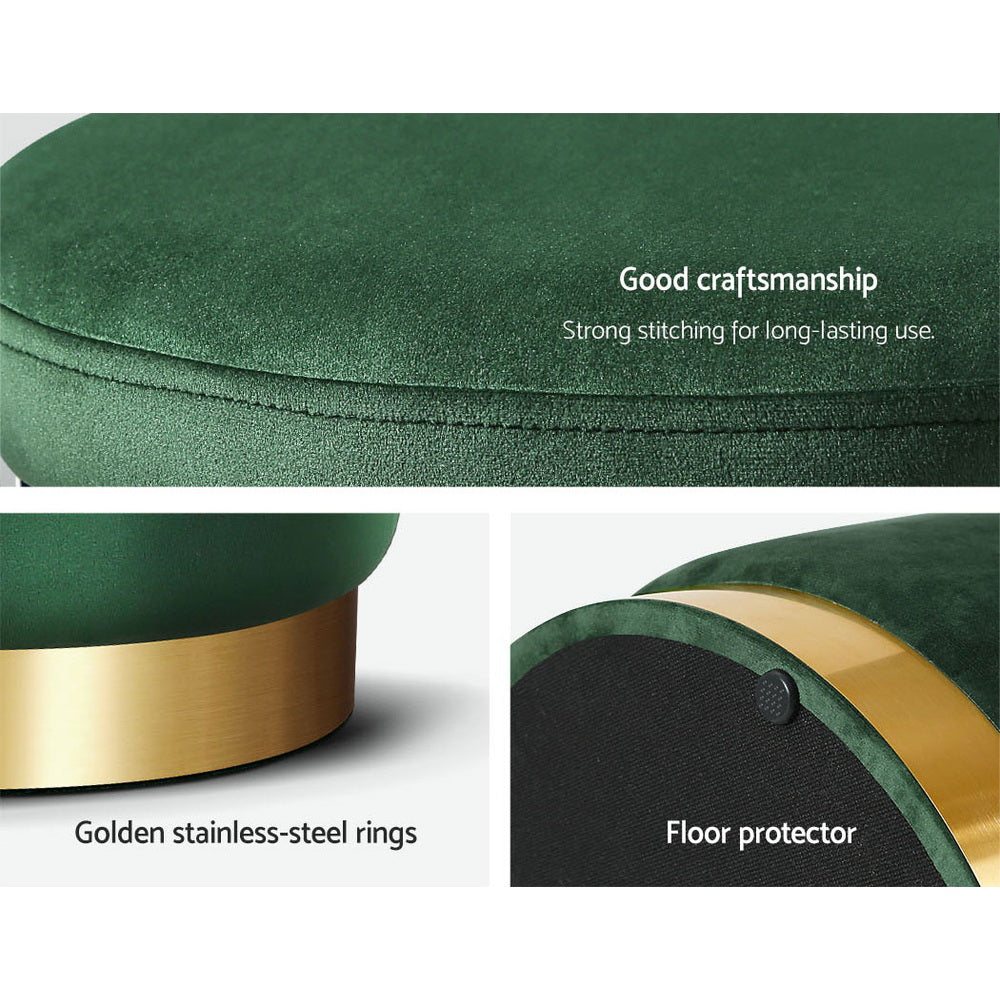 Marlena Velvet Footstool – Green – Standard