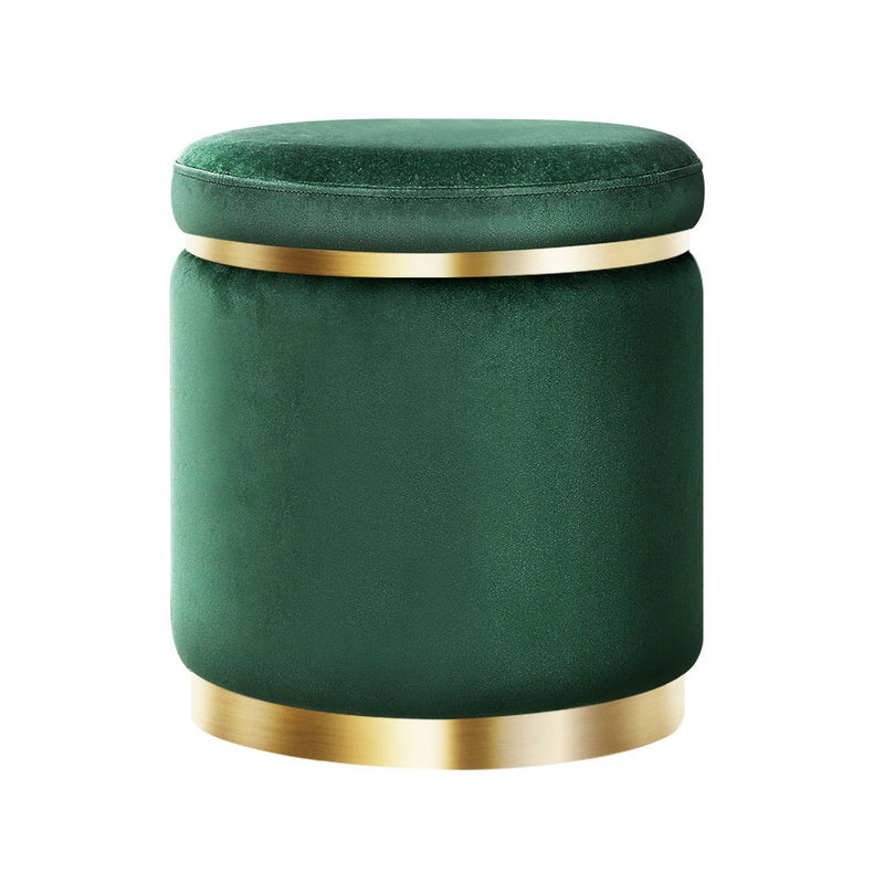 Round Velvet Foot Stool – Green