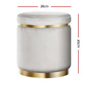 Round Velvet Foot Stool – Grey